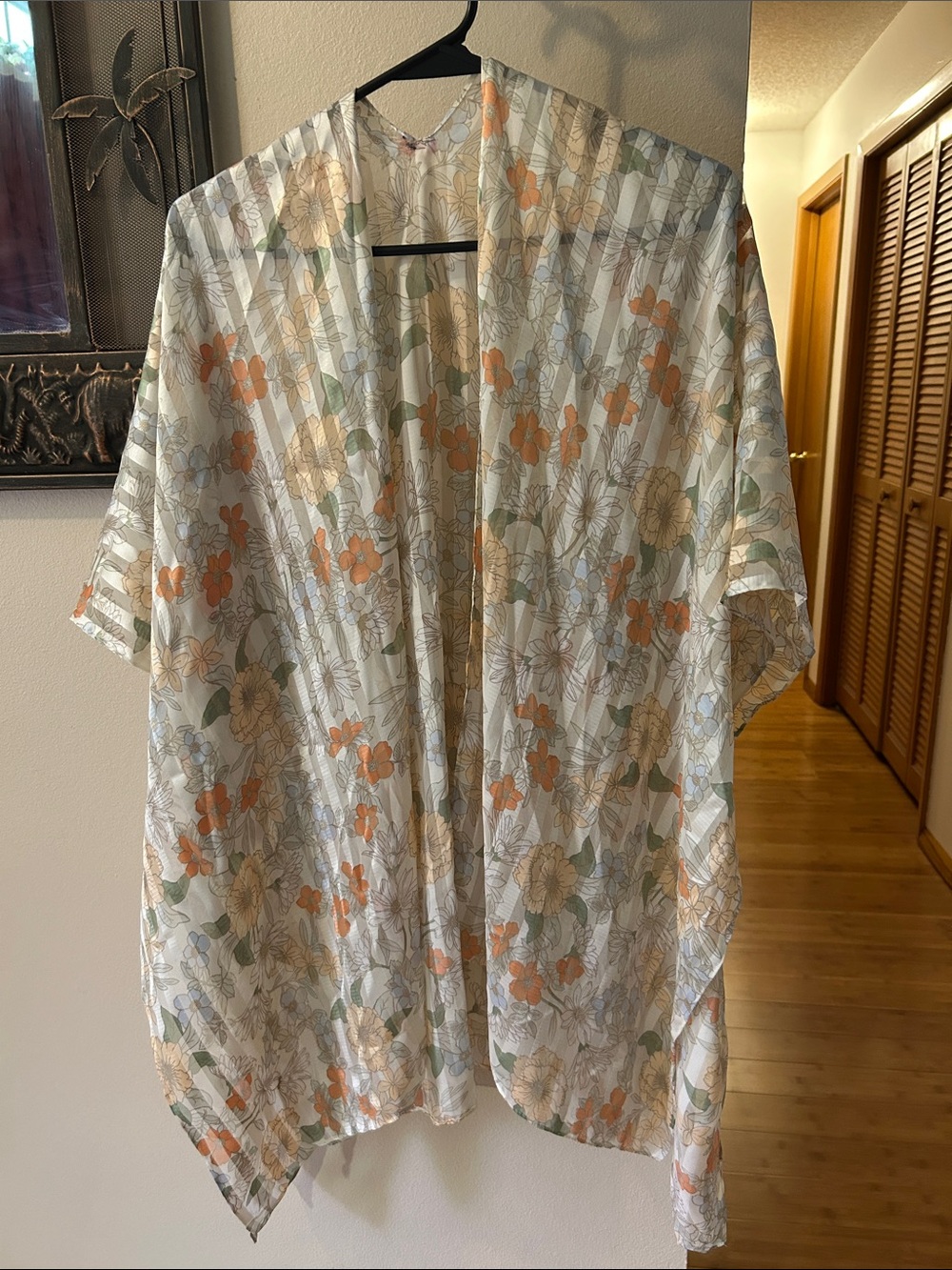 Peach and orange flower kimono